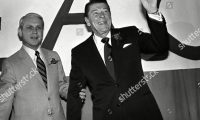 Mandatory Credit: Photo by Anonymous/AP/Shutterstock (6609279a)
Ronald Reagan, Dave Treen Republican Ronald Reagan waves as Louisiana Gov. Dave Treen holds on to his arm during a breakfast in Baton Rouge, Louisiana, where he is campaigning for the state's first ever primary on Saturday
Ronald Reagan and Gov. Dave Treen, Baton Rouge, USA